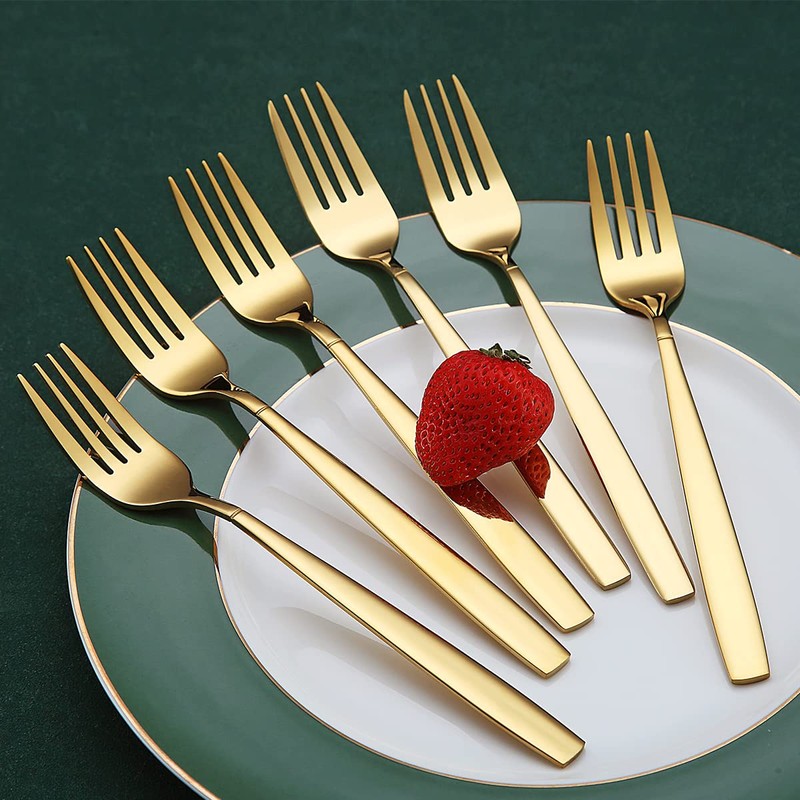 Berglander Gold Forks of 6, Stainless Steel Titanium Golden Plating
