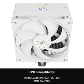 Thermalright Assassin X 120R Digital White CPU Air Cooler, 2000RPM Speed,4 Heatpipes, 12cm Quiet PWM Fan CPU Cooler, Digital Screen Top Cover,for AM4/AM5,Intel LGA1700/1851/1150/1151/1200, PC Cooling
