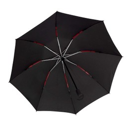 Compact Folding Reverse Umbrella Windproof Red Fibreglass Ribs Auto Open Close (Black)