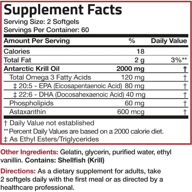 Aceite de Krill Antártico Bronson 2000mg Omega-3 EPA DHA 120