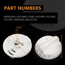 GYOFFULL WB03K10036 Thermostat Stove Knob White Replacement Part Control Compatible with GE & Hotpoint Range Oven Kitchen Burner Replace Number WB03K10037, 242682, AP2014848(1PC)