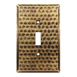 LIDER Toggle Light Switch Metal Wall Plate, Stainless Steel Switch Cover, Corrosion Resistant, Mid-Size 1-Gang 4.88" x 3.11", Stainless Steel, LMWP-11M-HAB, Hammered Antique Brass