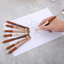 Giantree Pack of 8 Erasable Ballpoint Pens, 0.5 mm Black/Blue Retractable Rollerball Pens, Erasable Pens, Gel Pens, Erasable for Students, Gift, School, Office Supplies (Brown)