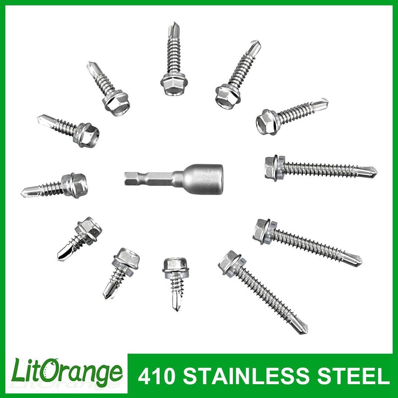 Litorange 101 PCS M5.5 Stainless Steel Self Drilling Hex Head