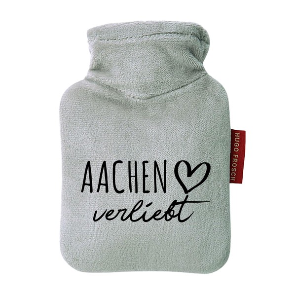 Huuraa Taschenwärmer Aachen verliebt Geschenk 0,2 Liter Grey Mini Veloursbezug