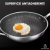Importeek Sarten Wok Antiadherente Acero Inoxidable Induccion 32cm