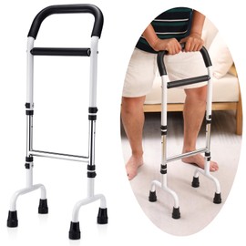 Bulyoou Walking Cane Standing Aids and Supports Adjustable Cane Stand Assist Aid for Elderly up to 300lb Height Adjustable 28.74-36.22 in Mobility for Seniors, Adults and Assistance(White)