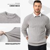 JMIERR Mens Textured Waffle Knitted Crewneck Sweater Checked Plaid Solid