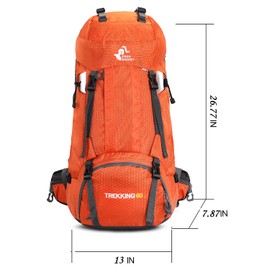 Bseash 60L Waterproof Hiking Camping Backpack with Rain Cover, Large Outdoor Sport Travel Daypack Rucksack for Climbing