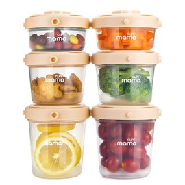 Contenedores de Alimentos para Bebés, Tarros de Almacenamiento de Alimentos para Bebés con Tapas Herméticas, Juego de 6 Recipientes para Congelación de Alimentos para Bebés, a Prueba de Fugas (Rosa)