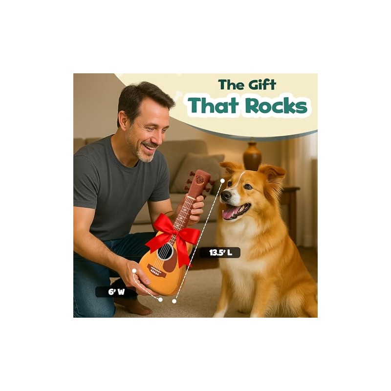 PUPROAR Guitar Dog Toy, Funny Dog Toy, Unique Dog Gift,