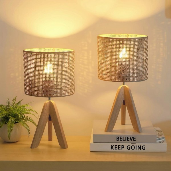 Hamilyeah Tripod Lamps for Night Stands Set of 2, Boho