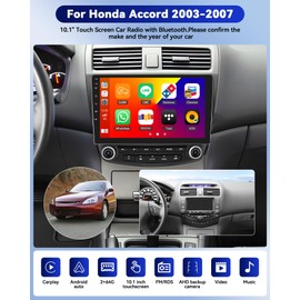 Camecho 2+64G Android 13 Car Stereo for Honda Accord 2003-2007 -10.1" Touchscreen Car Radio with Bluetooth Wireless Carplay Android Auto GPS, FM/RDS, WiFi, Backup Camera, MIC