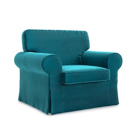 MASTERS OF COVERS Ektorp Armchair Velvet Cover for The IKEA Ektorp Chair Slipcover Replacement-Teal Blue