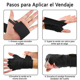 DJJAXC 4 Piezas Vendas de Boxeo, Vendaje de Boxeo Antideslizante 5 M, Vendas de Mano Reutilizable, Vendas para Entrenamiento Absorber el Sudor, Vendas para Box para Protección de Muñecas y Nudillos