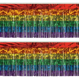 Beistle 1-Ply Metallic Fringe Drape, 2 Piece, 15" x 10', Multicolored