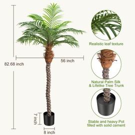Keeplush 5ft Artificial Phoenix Palm Tree for Outdoor Indoor Decor, Faux Coconut Silk Palm Tree Tropical Fake Tree Plant for Outside Patio Indoor Home Office Bathroom Pool Coastal Decor (Set of 2)