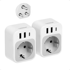 TESSAN India Travel Adaptor with USB Pack of 2