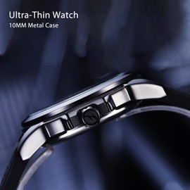 F.ZEGAO Waterproof Watch for Swimming, Military Watches for Men, Outdoor Analog Watch Men with Calendar Black