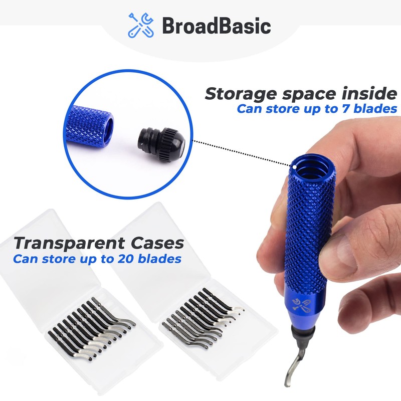 BroadBasic - Deburring Tool Kit with 20 High-Speed-Steel Blades |