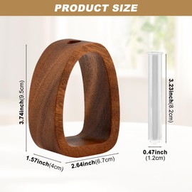 Solid Wood Frame Glass Test Tube Vase Desk Hydroponic Plant