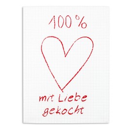 Triolino® Cotton Lining Mix Printed Tea Towel, Pattern 100% Cooked with Love, 50x70 cm