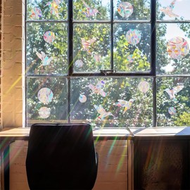 Heyumybit Window Stickers to Deter Birds,56 Pieces Rainbow Window Sticker,Bird Stickers for Windows,Anti Collision Stickers for Stops Birds Flying in Windows