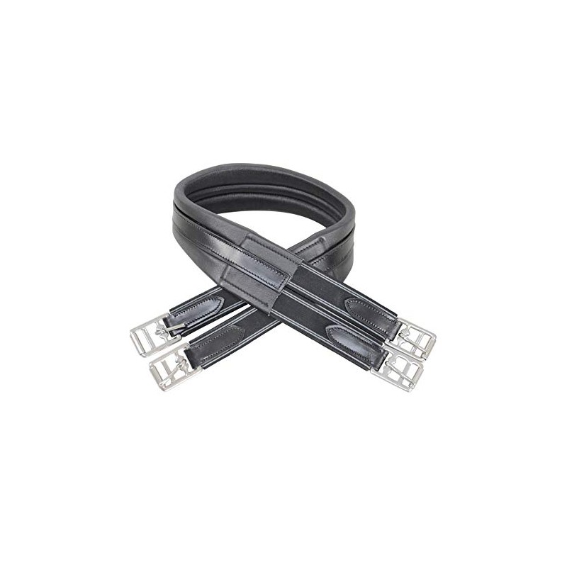 HyCOMFORT Leather Padded Double Elasticated Atherstone Girth (50in) (Black)