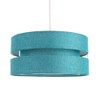 Contemporary Quality Teal Linen Fabric Triple Tier Ceiling Pendant Light