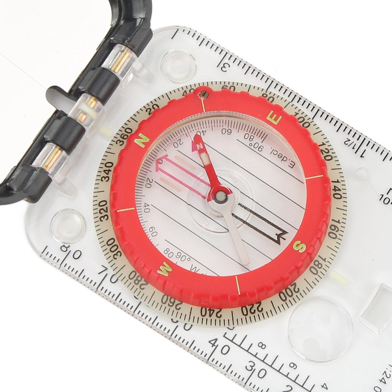 Multifunctional Plastic Compass with Scales Portable Gradiometer Magnifying Glass LED