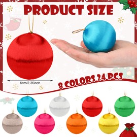 Syhood 24 Pcs Christmas Satin Balls Ornaments DIY Craft Foam Silk Christmas Ball Ornaments DIY 2.36 Inch Multicolor Yarn Xmas Tree Hanging Decoration for Xmas Tree Party Holiday Supplies(2.36 Inches)