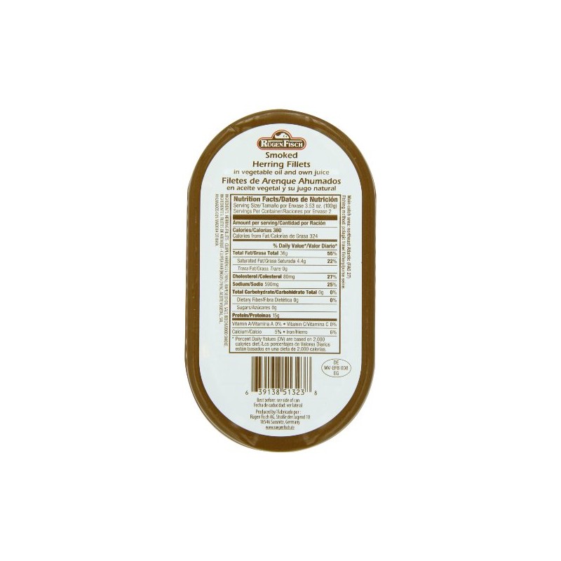 RügenFisch Smoked Herring Fillets in Vegetable Oil, 6.7 Ounce