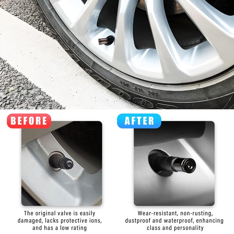 4PCS Locking Car Tire Valve Stems Caps, Anti-Theft Auto Wheel
