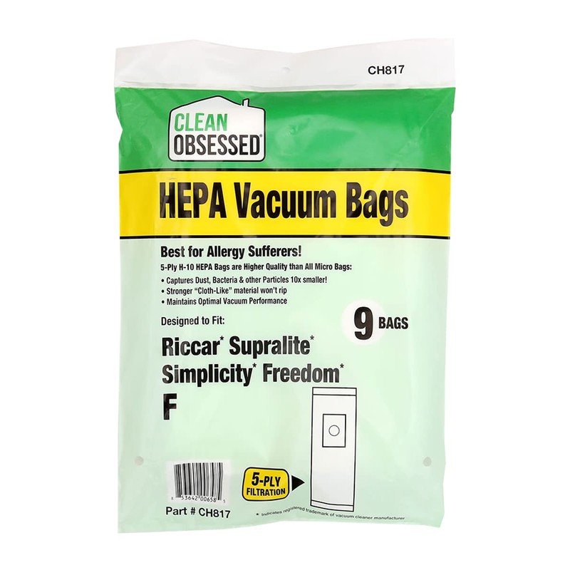 Clean Obsessed H-10 HEPA Bags Fits Riccar Supralite & Simplicity