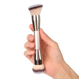 LunarCharm foundation brush with two ends, round and angled make-up brush, for flawless blending and application of liquid, powder, cream and blusher