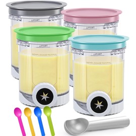 Creami Pints and Lids for Ninja Swirl, 4 pack Creamy Icecream Containers Cups Jars Tubs Canisters Smoothie Pot Compatible with NC700 Series Creamer Ice Cream Cones Machine Soft Serve Maker Accessories