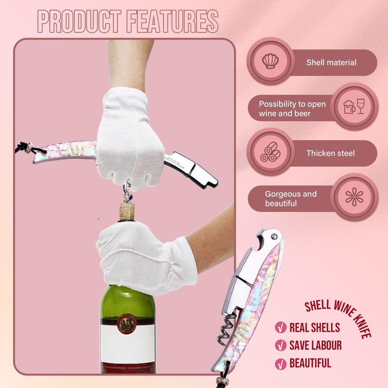 Drincarier Shell Handle Waiter Corkscrews-Wine Openers,Corkscrew Bottle Openers,3-in-1 Wine Key