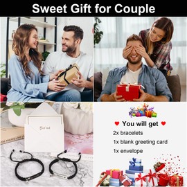 Couple Matching Bf and Gf Bracelets, Best Friend Friendship Bracelet, Adjustable Stretch Bracelets Christmas Birthday Valentines Day Jewelry Gifts for Him and Her His Queen - Her King