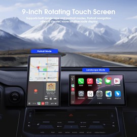 Avylet 9" CarPlay Screen for Car with Apple CarPlay & Android Auto, Portrait & Landscape Mode, Touchscreen & Backup Camera, GPS Navigation/Voice Control/OTA/Bluetooth/AUX/FM