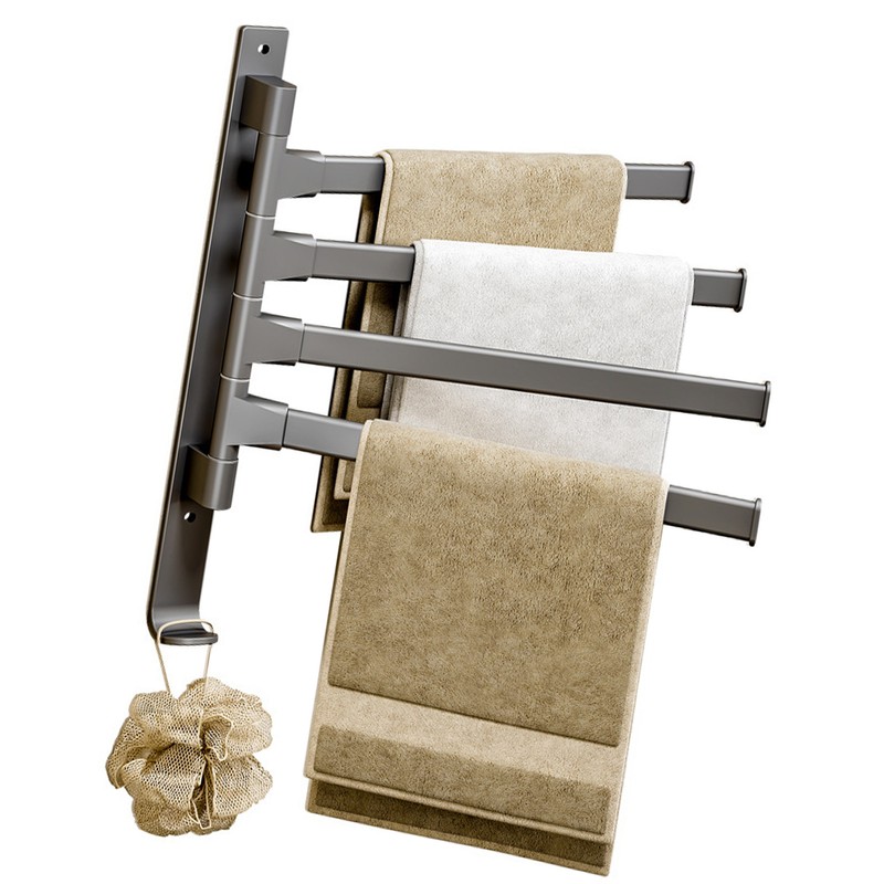 Swivel Towel Rack 4 Arms Thickened Space Aluminum 180 Degrees
