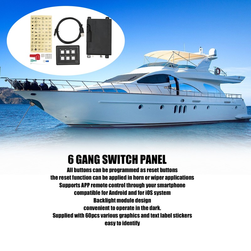 6P Switch Panel Bluetooth APP Control IP66 Waterproof Backlight M4
