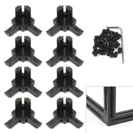 Yeebyee 3 Way End Corner Angle Connector Set with M4 Screws for 6mm Slot 2020 Series Aluminium Extrusion Profile, 8pcs/Pack (Black-2020Series)