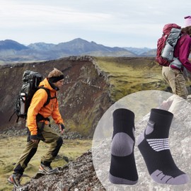 RANDY SUN Winter Thick Athletic Socks, Best Waterproof Breathable Running Wading Fishing Socks Outdoor Water Sports Men's Snowmobiling Cycling Biking Socks, 1 Pair-Grey X-Small