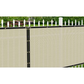 Patio Paradise 4' x 50' Tan Beige Privacy Screen Fence Commercial Outdoor Backyard Shade Windscreen Mesh Fabric with Brass Gromment 90% Blockage- 3 Years Warranty Customized