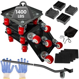 Dexmary Heavy Duty 1400 LBS Furniture Dolly, 360° Swivel Wheels Movers Cart with 5 Wheels, 4.13 Inch Carbon Steel Panel，Furniture Lift Slider Tool Set for Appliances, Sofa, Piano, Fridge