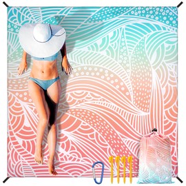 WIWIGO Beach Blanket Waterproof Sandproof Beach Mat 79" X 83" /10'x9'for 2-8 Adults Quick Drying Outdoor Picnic Mat Beach Accessories for Travel, Camping, Hiking