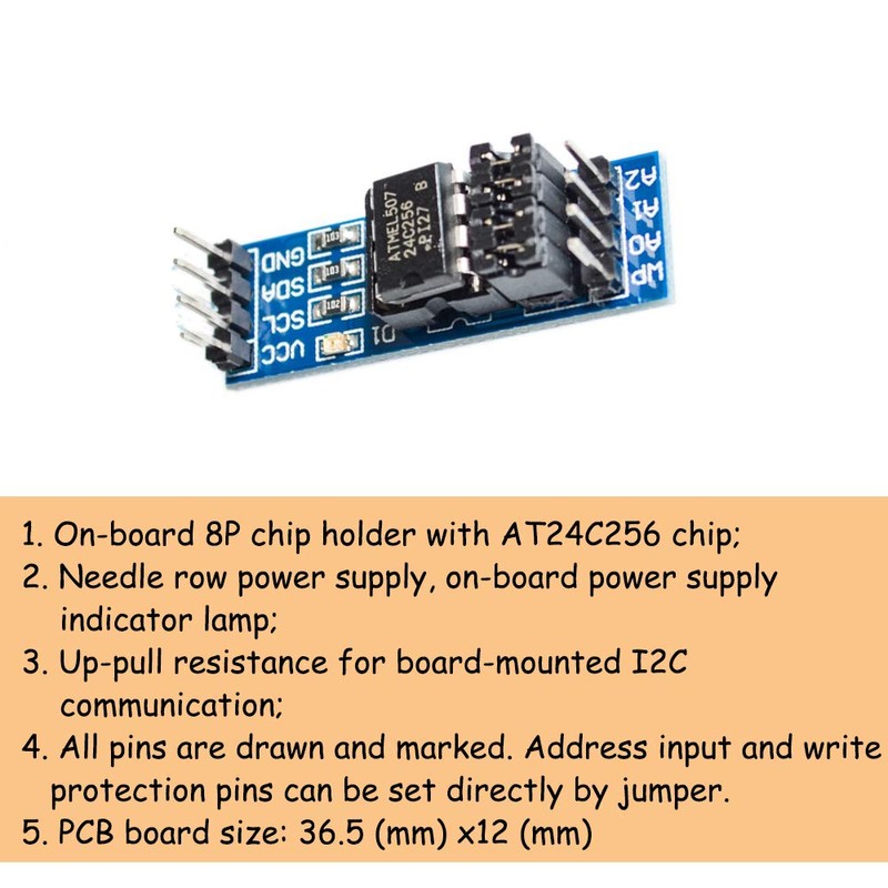Comimark 3Pcs AT24C256 Serial EEPROM I2C Interface EEPROM Data Storage