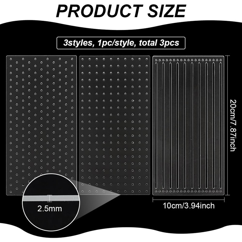 BENECREAT 3pcs Acrylic Sashiko Stencils Sashiko Template Dot and Line