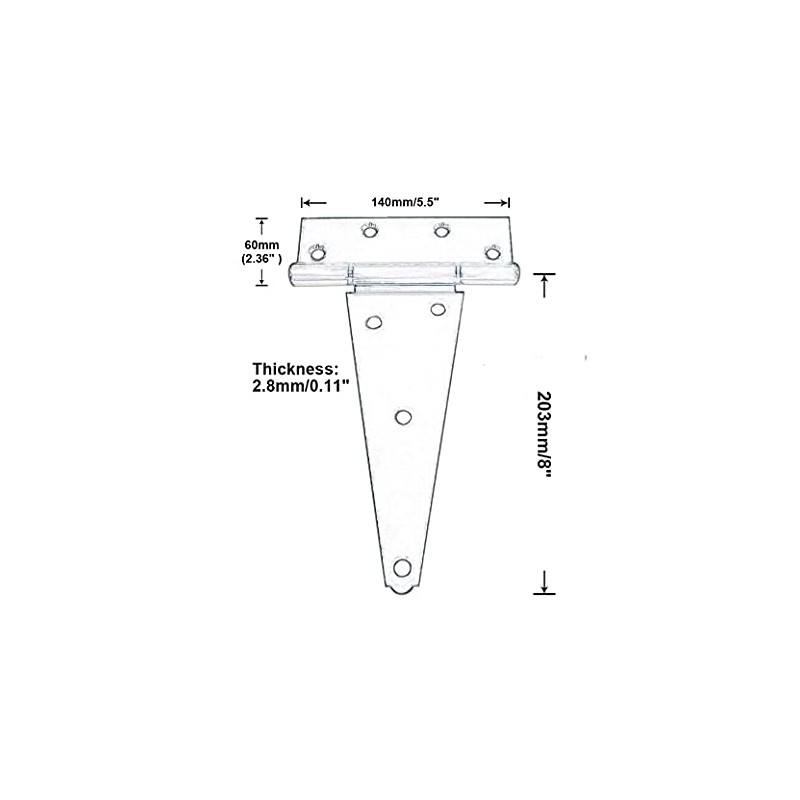 QCAA Stainless Steel Extra Heavy Tee Hinge, (2pack(8"), Stainless Steel)