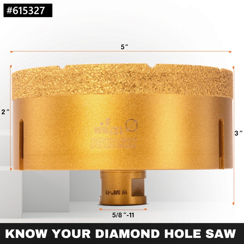 KSEIBI 615327 Diamond Hole Saw, 5 Inch (127mm) Diamond Core